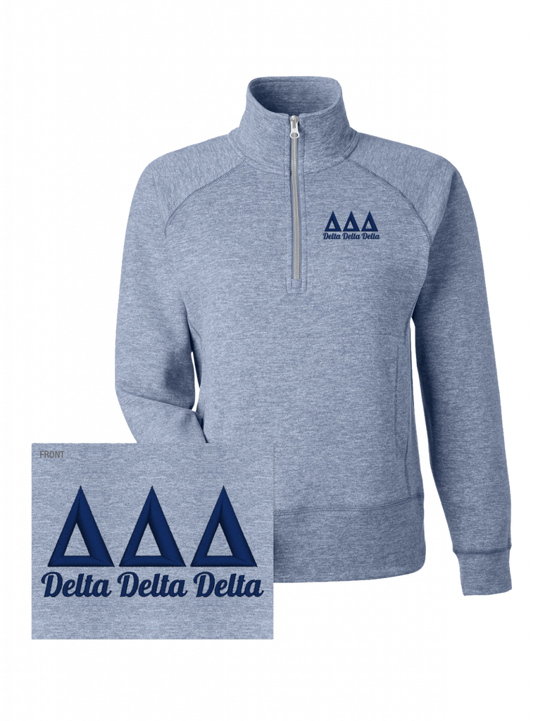 Delta Delta Delta cloud fleece 1/4 Zip embroidered sweatshirt