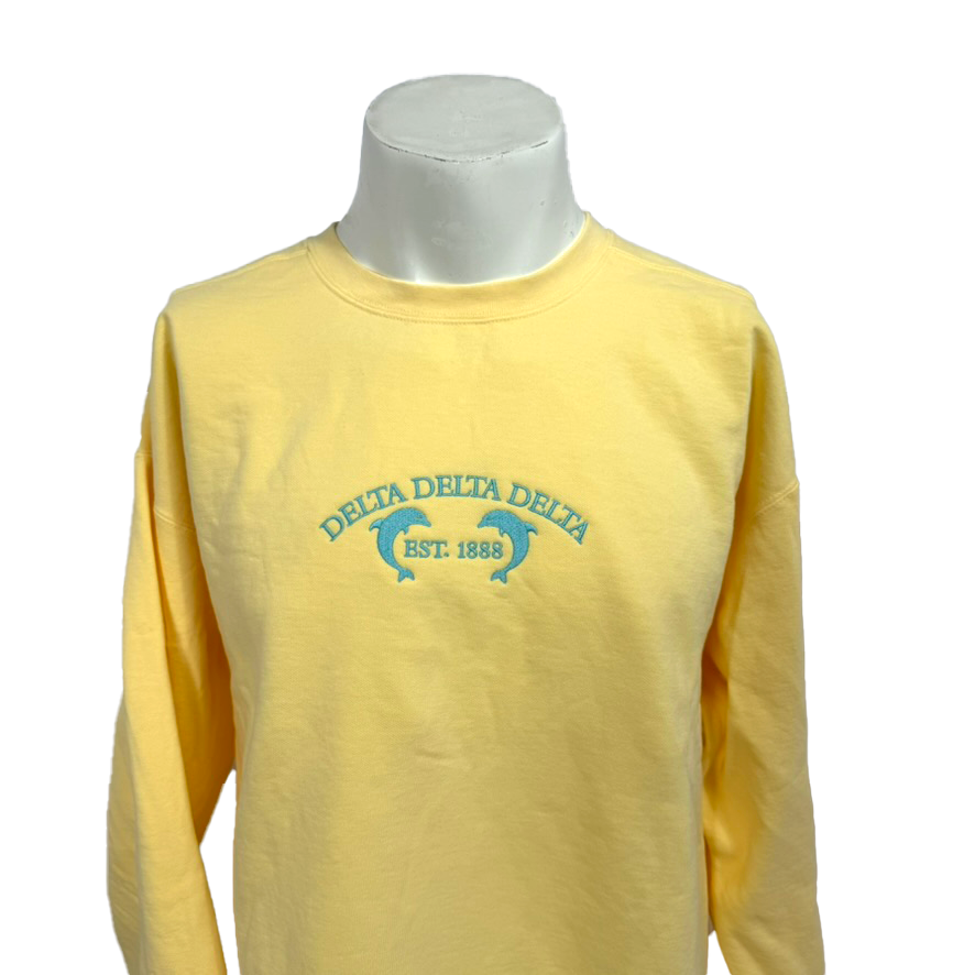 Tri Delta Dolphins Est. 1888 Butter Comfort Colors Crewneck