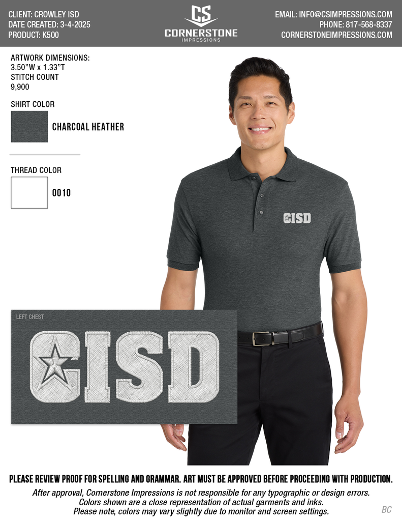 CISD Men's Silk Touch Polo