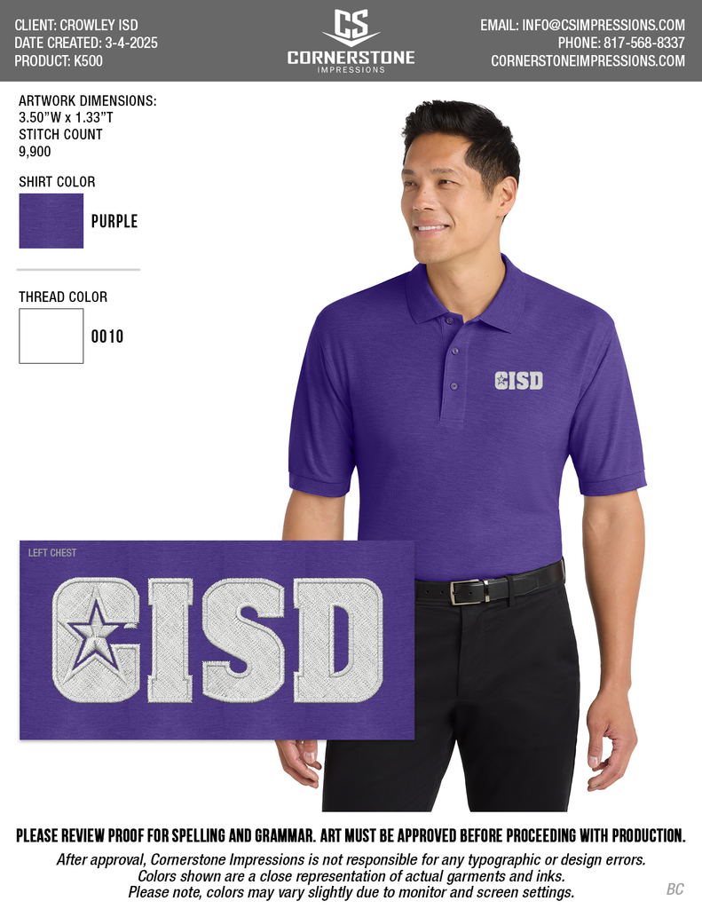 CISD Men's Silk Touch Polo