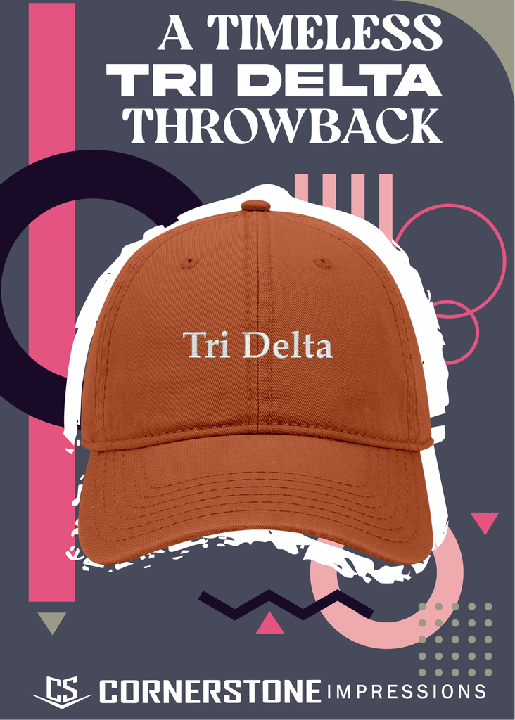 Tri Delta Embroidered Dad Hat | Classic Sorority Baseball Cap | Texas Orange