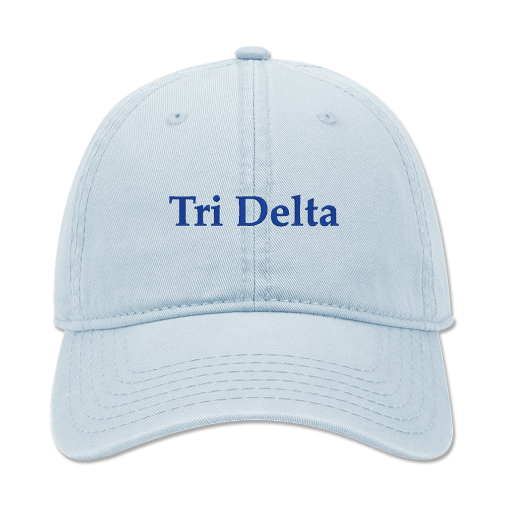 Tri Delta Embroidered Dad Hat | Classic Sorority Baseball Cap | Powder Blue