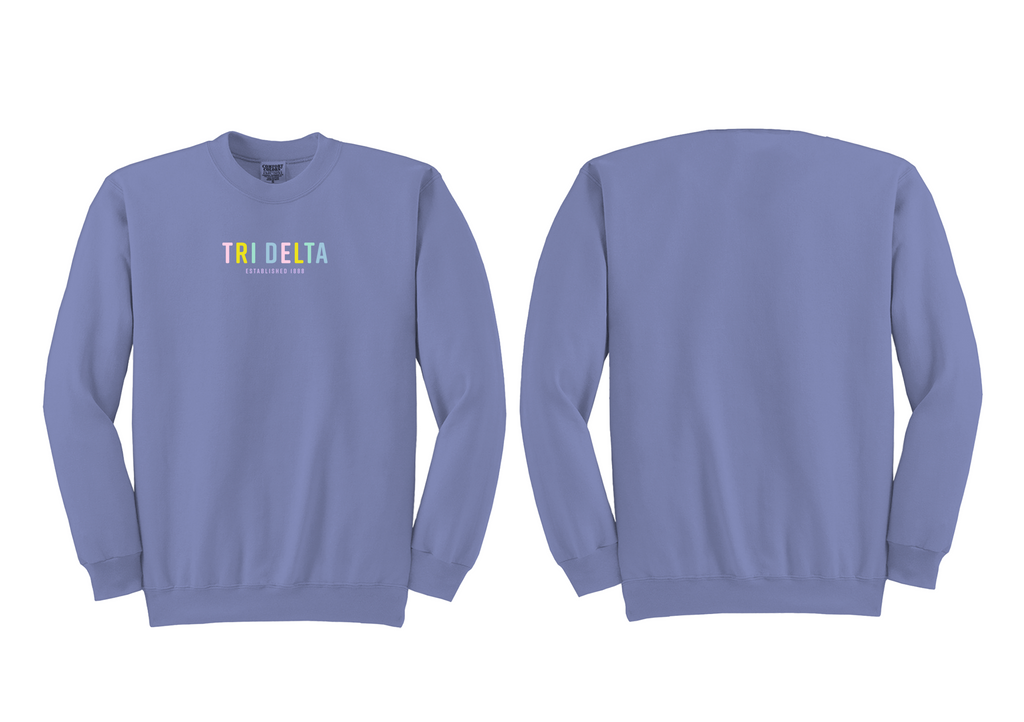 Tri Delta Comfort Colors Pastel Rainbow Embroidered Sweatshirt