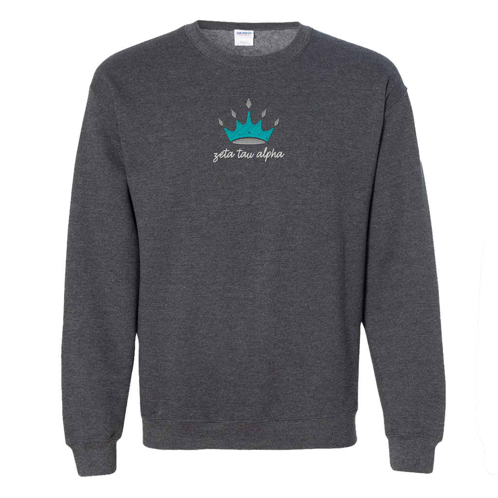 Zeta Crown Embroidered Crewneck Sweatshirt