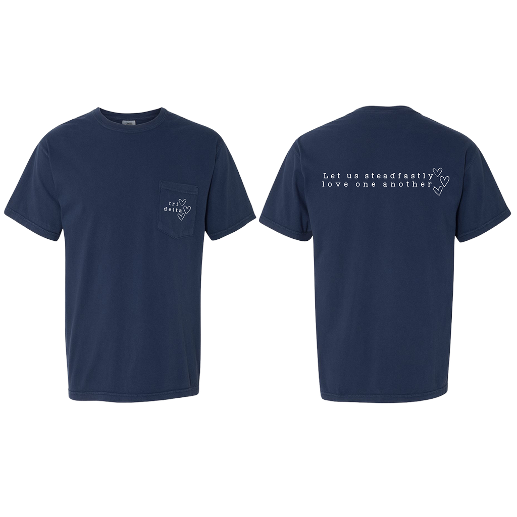 Let Us Steadfastly Love One Another Navy Comfort Colors Tee