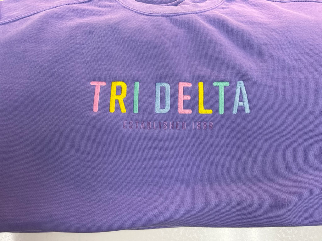Tri Delta Comfort Colors Pastel Rainbow Embroidered Sweatshirt