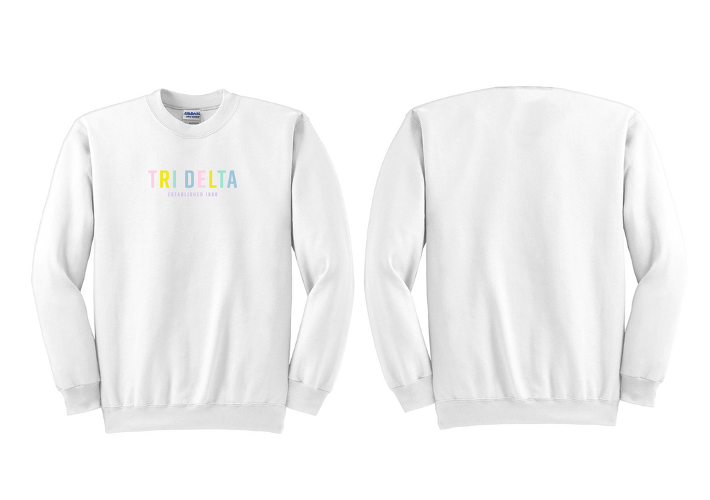 Tri Delta Comfort Colors Pastel Rainbow Embroidered Sweatshirt