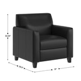 3 Piece Reception Set with Charging Banks and Solid Wood Legs - Black Leathersoft