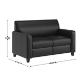 3 Piece Reception Set with Charging Banks and Solid Wood Legs - Black Leathersoft