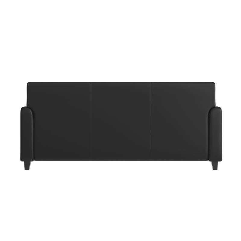 3 Piece Reception Set with Charging Banks and Solid Wood Legs - Black Leathersoft