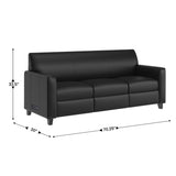 3 Piece Reception Set with Charging Banks and Solid Wood Legs - Black Leathersoft
