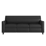 3 Piece Reception Set with Charging Banks and Solid Wood Legs - Black Leathersoft
