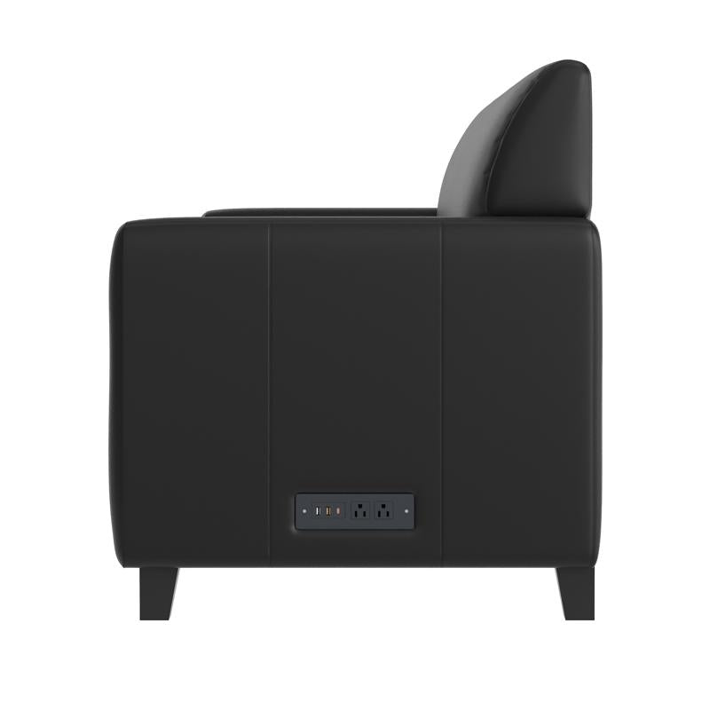 3 Piece Reception Set with Charging Banks and Solid Wood Legs - Black Leathersoft