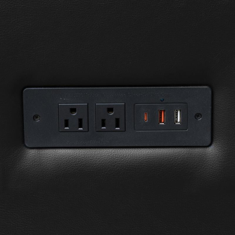 3 Piece Reception Set with Charging Banks and Solid Wood Legs - Black Leathersoft