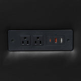 3 Piece Reception Set with Charging Banks and Solid Wood Legs - Black Leathersoft