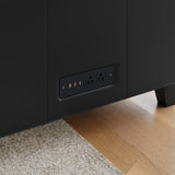 3 Piece Reception Set with Charging Banks and Solid Wood Legs - Black Leathersoft