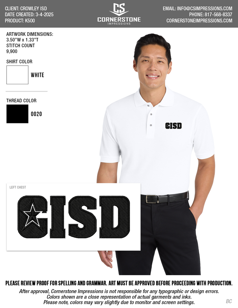 CISD Men's Silk Touch Polo