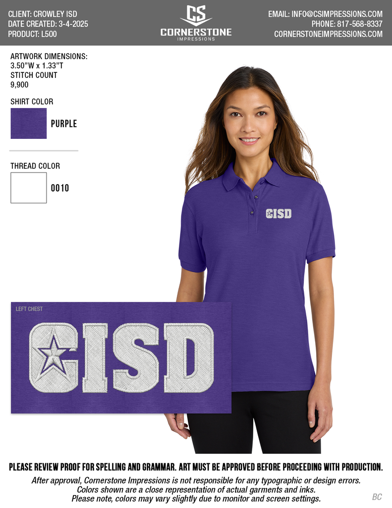 CISD Women's Silk Touch Polo