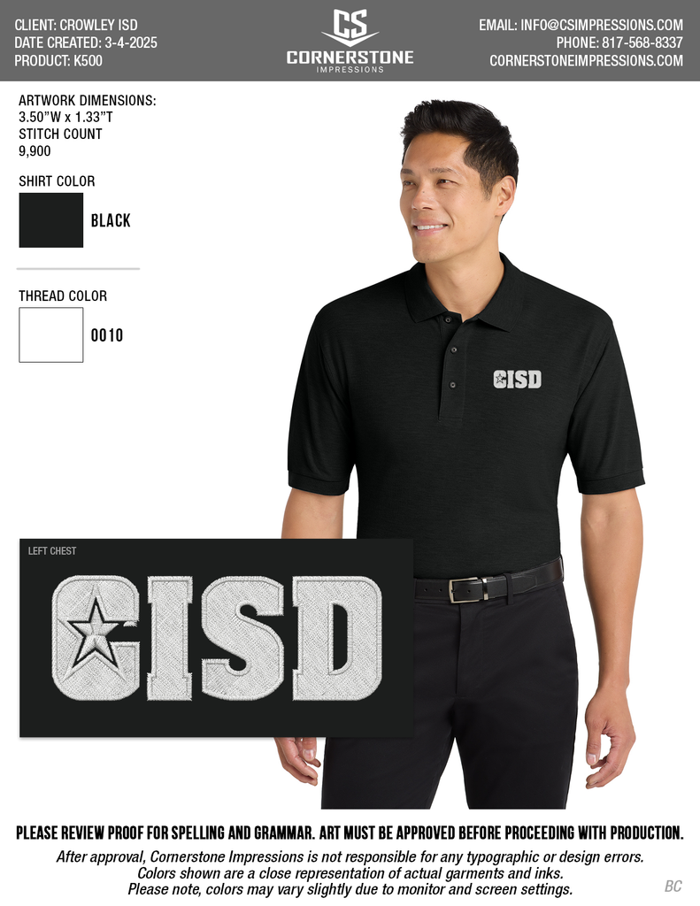 CISD Men's Silk Touch Polo