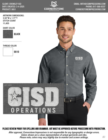 Crowley ISD Men's Tall Oxford Shirt