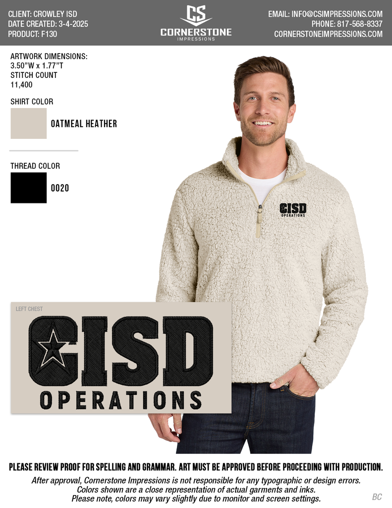 Crowley ISD Men's Sherpa
