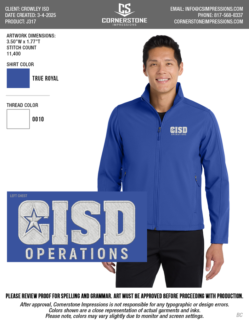 Crowley ISD Men's Soft Shell Jacket