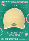 Tri Delta Script Dad Hat – Pale Yellow Relaxed Twill Cap