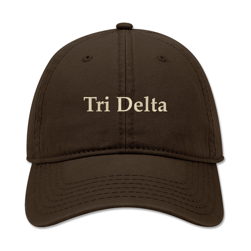 Tri Delta Embroidered Dad Hat | Classic Sorority Baseball Cap | Brown