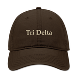 Tri Delta Embroidered Dad Hat | Classic Sorority Baseball Cap | Brown