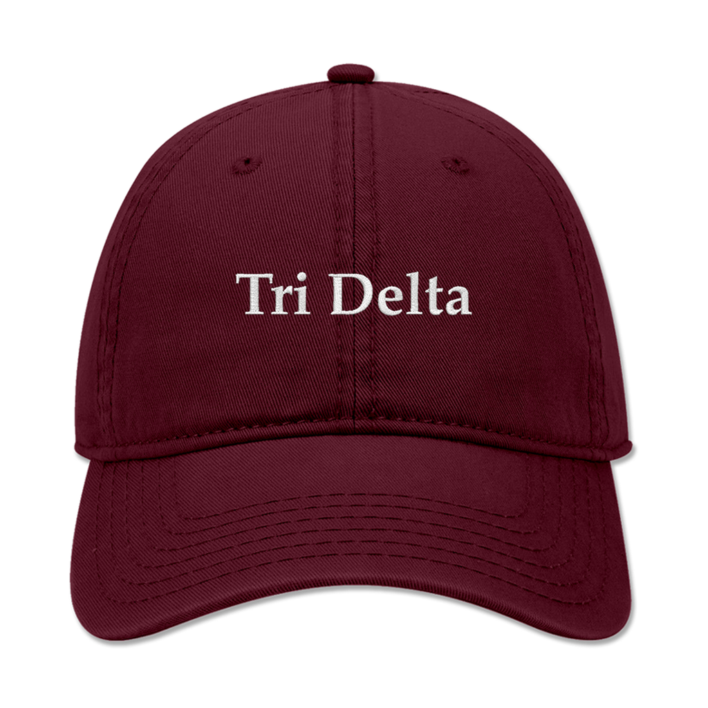 Tri Delta Embroidered Dad Hat | Classic Sorority Baseball Cap | Maroon