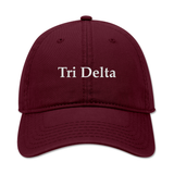 Tri Delta Embroidered Dad Hat | Classic Sorority Baseball Cap | Maroon