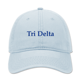 Tri Delta Embroidered Dad Hat | Classic Sorority Baseball Cap | Powder Blue