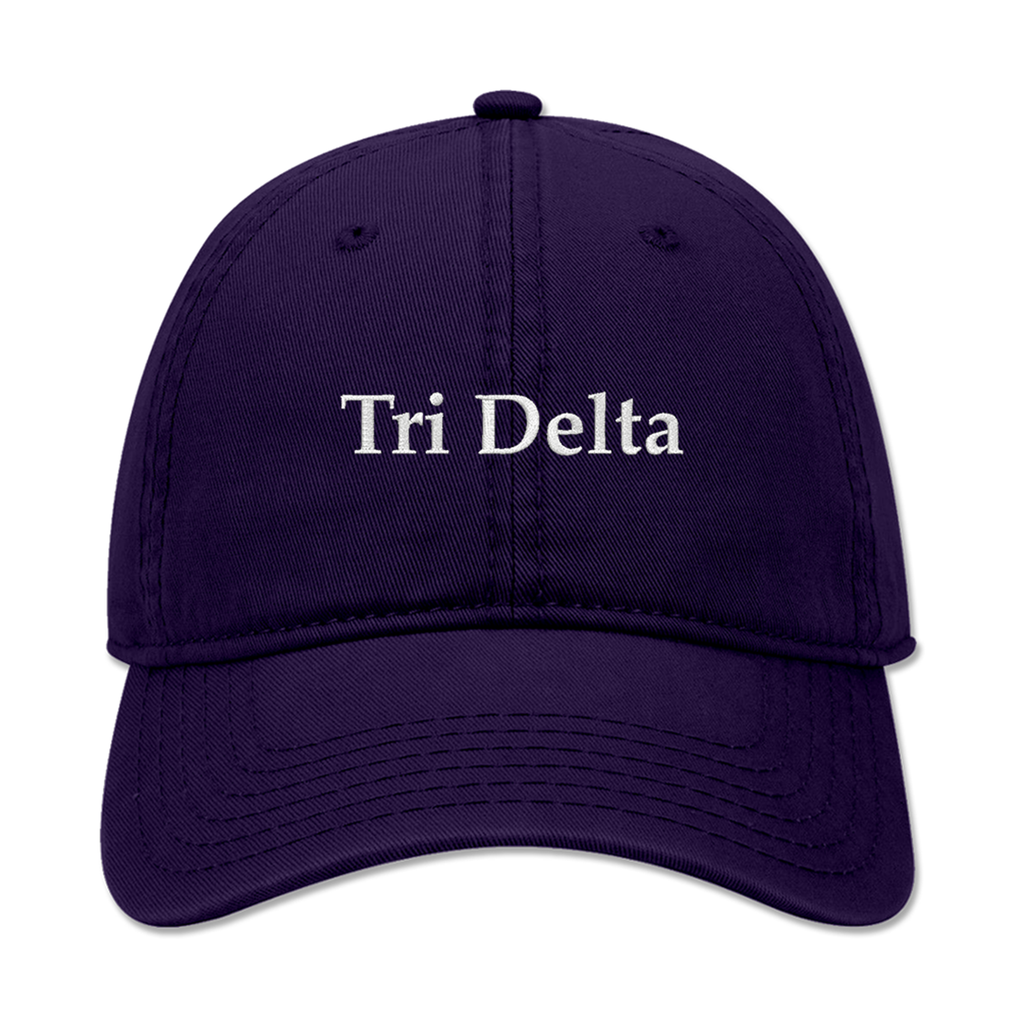 Tri Delta Embroidered Dad Hat | Classic Sorority Baseball Cap | Purple