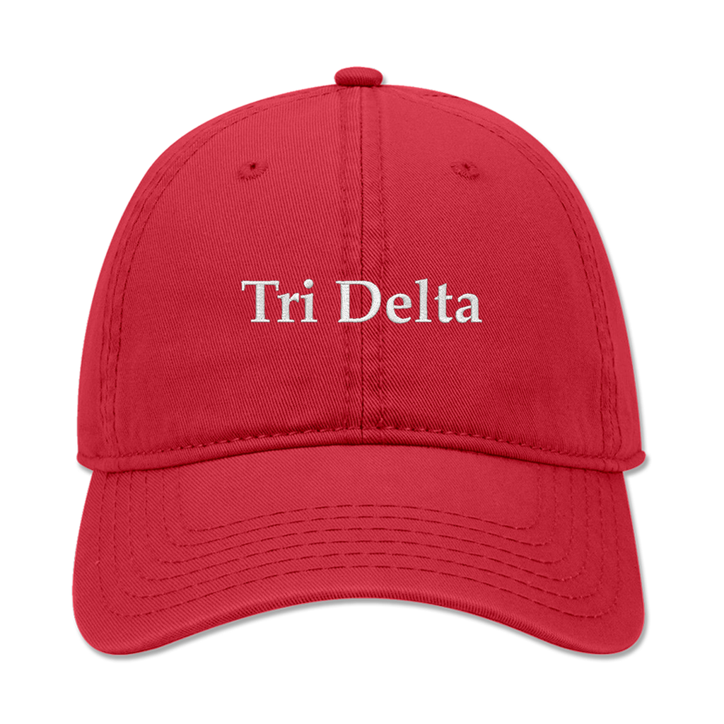 Tri Delta Embroidered Dad Hat | Classic Sorority Baseball Cap | Red