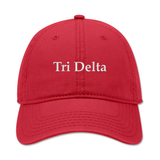 Tri Delta Embroidered Dad Hat | Classic Sorority Baseball Cap | Red