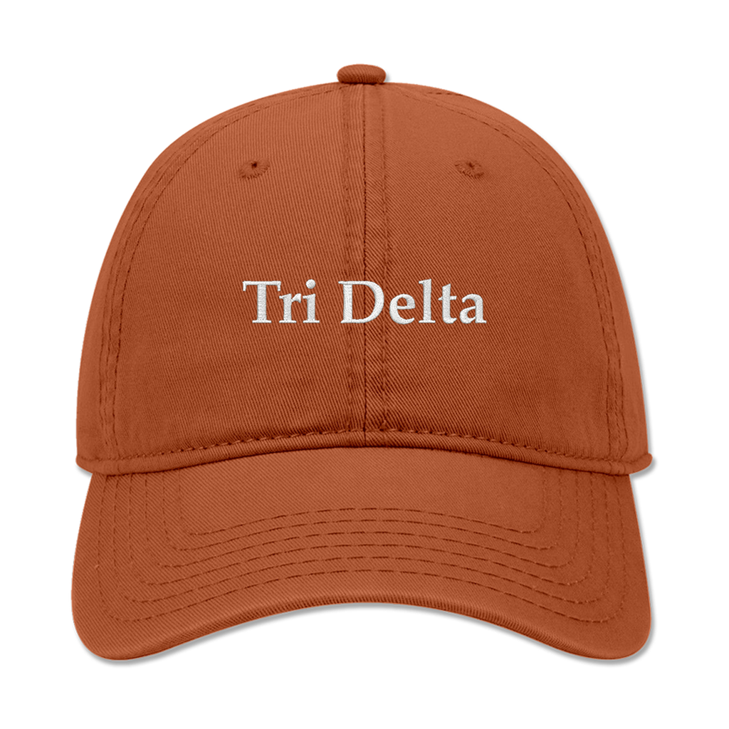 Tri Delta Embroidered Dad Hat | Classic Sorority Baseball Cap | Texas Orange