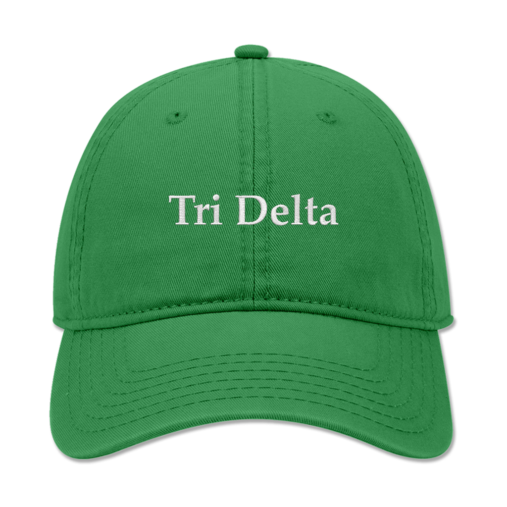 Tri Delta Embroidered Dad Hat | Classic Sorority Baseball Cap | Kelly Green