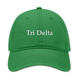 Tri Delta Embroidered Dad Hat | Classic Sorority Baseball Cap | Kelly Green