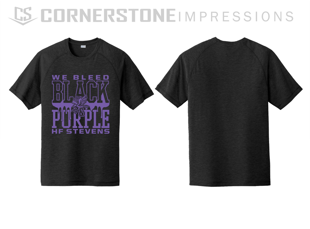 Youth Dry Fit Super Soft Bleed Black and Purple Tee