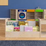 Bright Beginnings Modular Double Sided 2 Tier Wooden Classroom Book Display Shelf