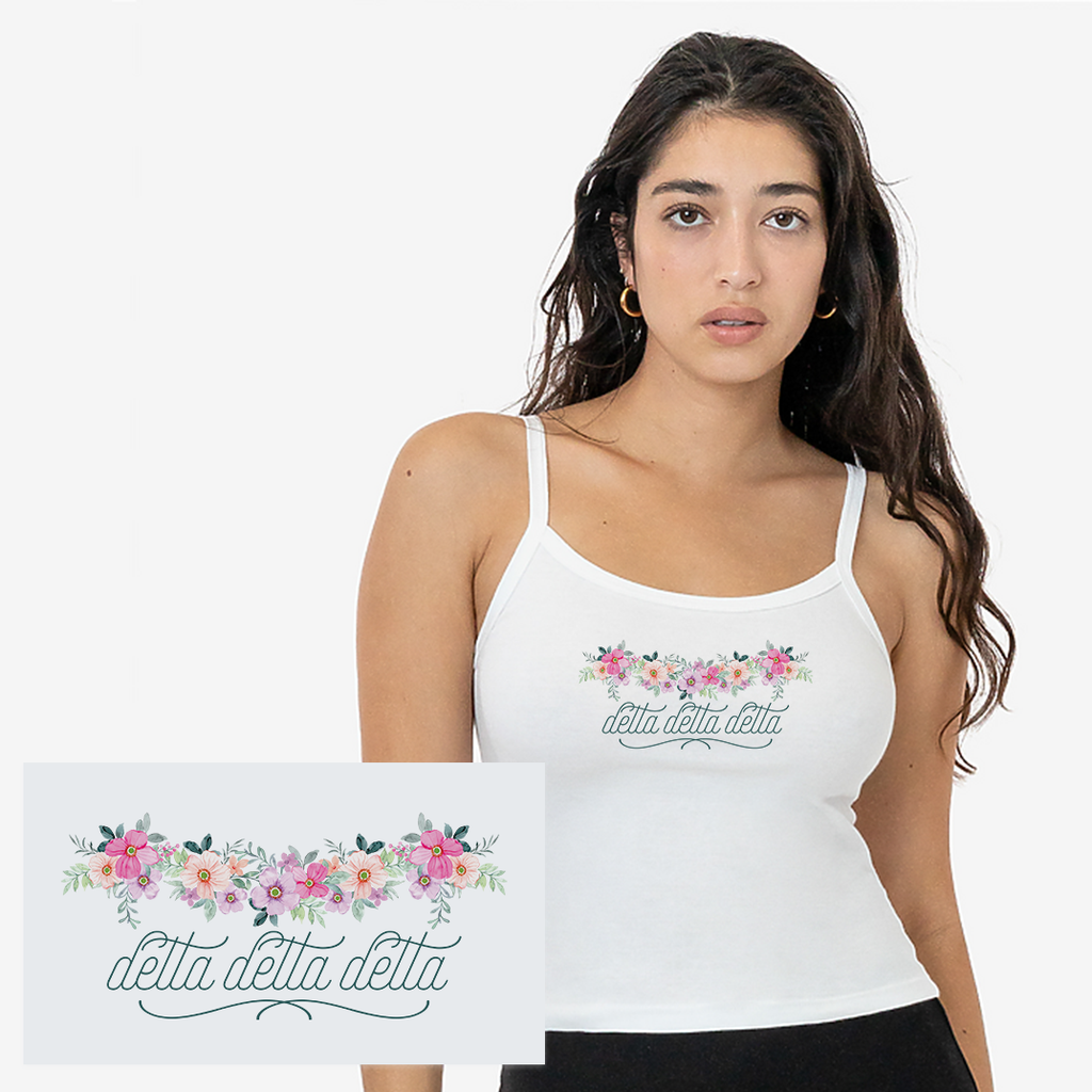 Tri Delta Floral Tank Top – Delta Delta Delta White Cami