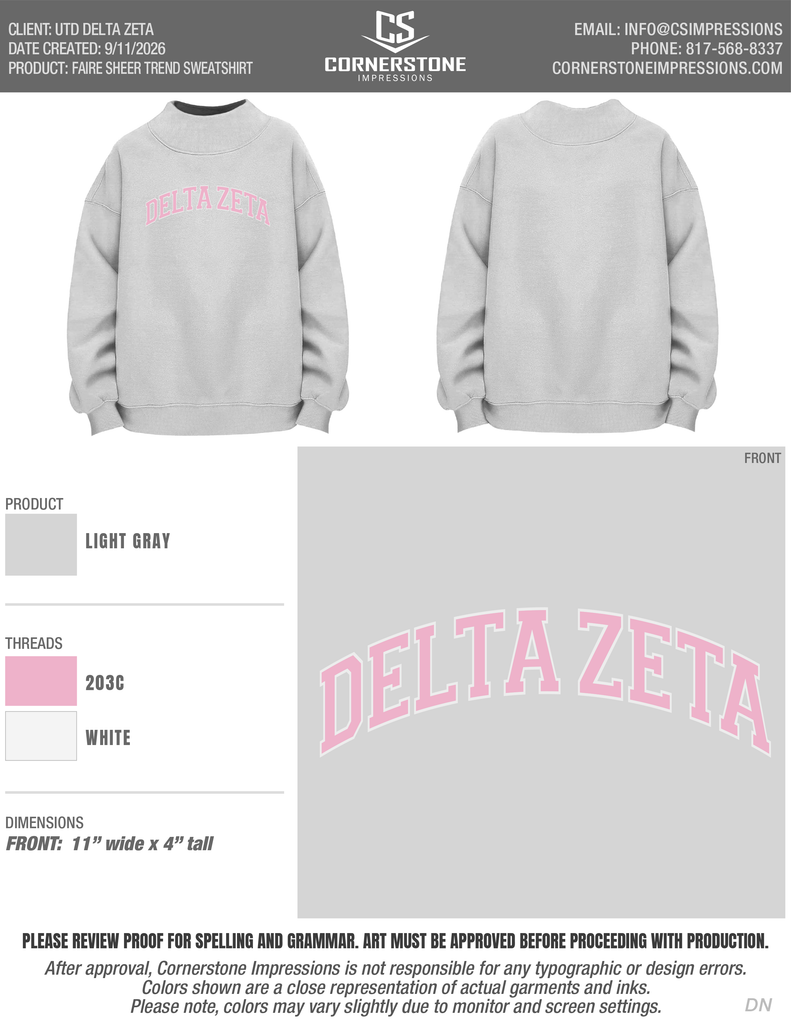 UTD Delta Zeta Mock Neck Sweatshirts