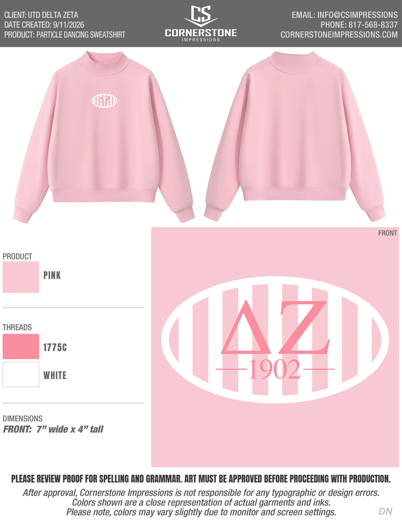 UTD Delta Zeta Mock Neck Sweatshirts