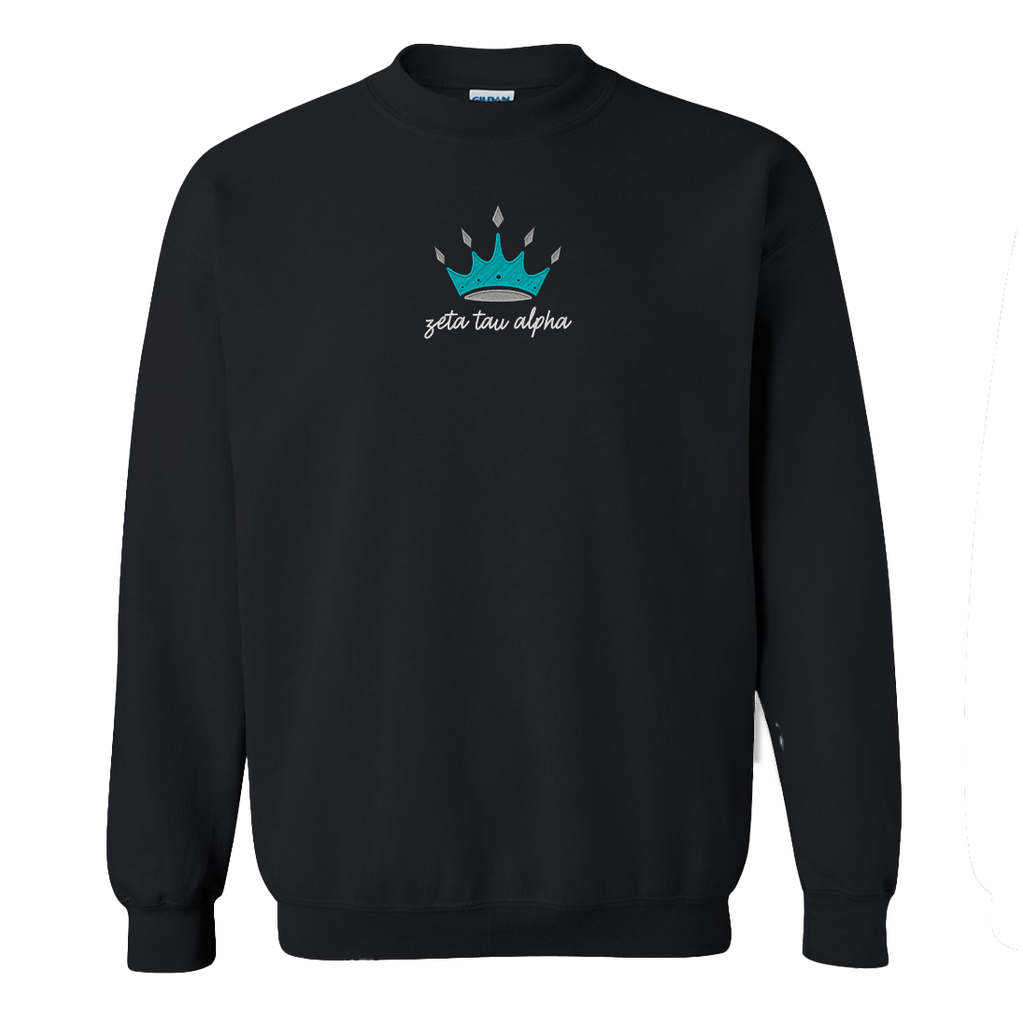 Zeta Crown Embroidered Crewneck Sweatshirt