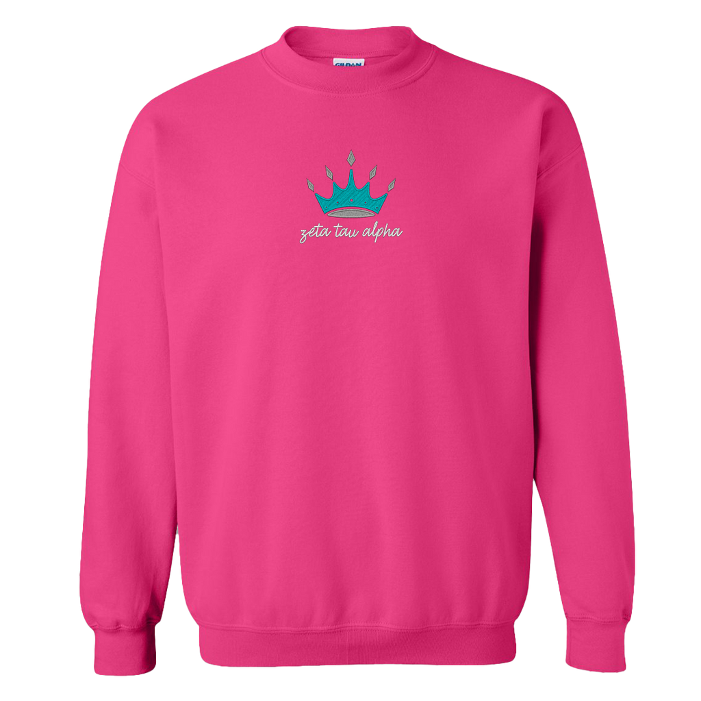 Zeta Crown Embroidered Crewneck Sweatshirt